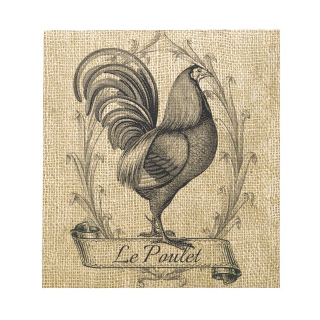 Vintage Chicken Burlap Anteckningsblock (Framsida)