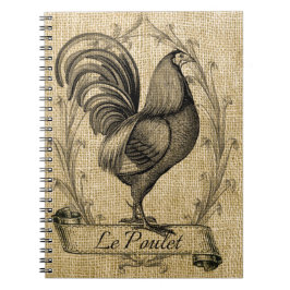Vintage Chicken Burlap Anteckningsbok