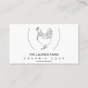 Vintage Chicken Farm Hen Line Art Visitkort