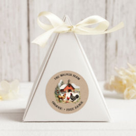 Vintage Chicken Farm Monogram Runt Klistermärke