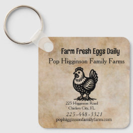 Vintage Chicken Farm Nyckelring