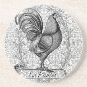 Vintage Chicken Illustration Underlägg Sandsten