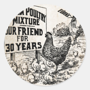 Vintage Chicken Matar annonsering Runt Klistermärke