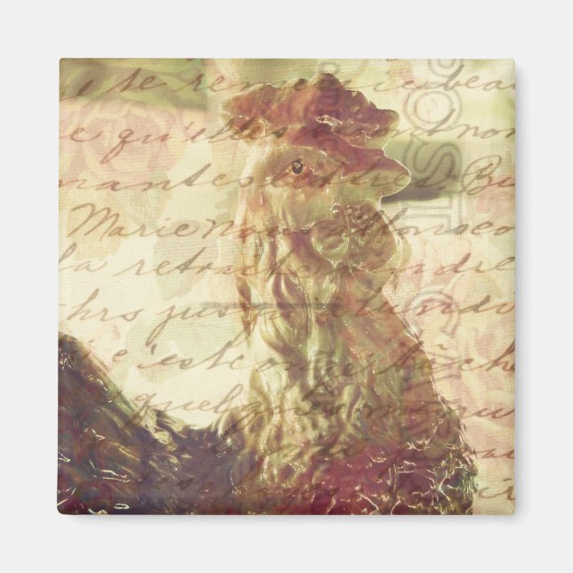 Vintage Chicken och handskrift Magnet (Framsidan)