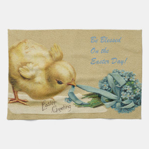 Vintage Chicken Påsk Helgdag Kökshandduk