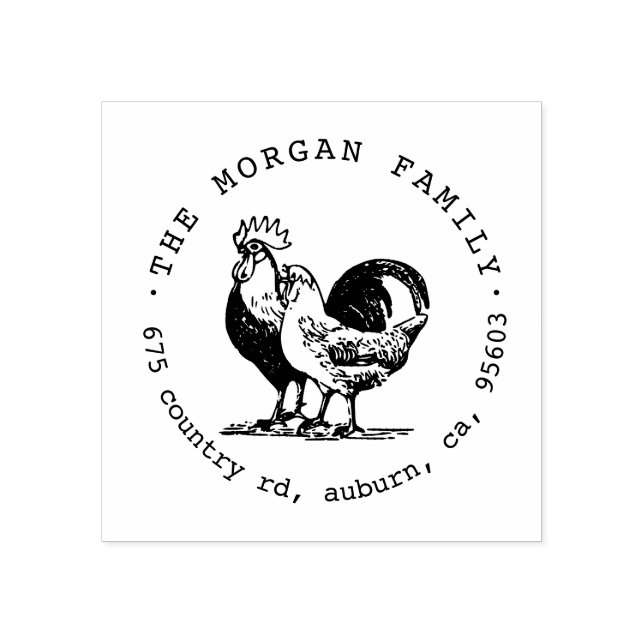 Vintage Chicken ⎥ Returadress Frimärke Stämpel (Tryck)