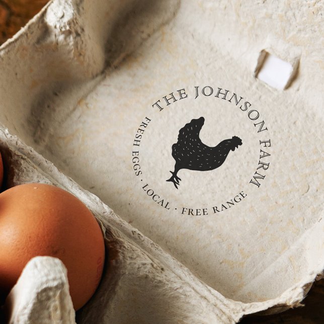 Vintage Chicken Silhouette Personlig Egg Stämpel (Rubber Stamp Mock-up)
