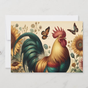 Vintage Chicken Tupp Aesthetic and Wildblomma Inbjudningar