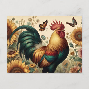 Vintage Chicken Tupp Aesthetic and Wildblomma Vykort