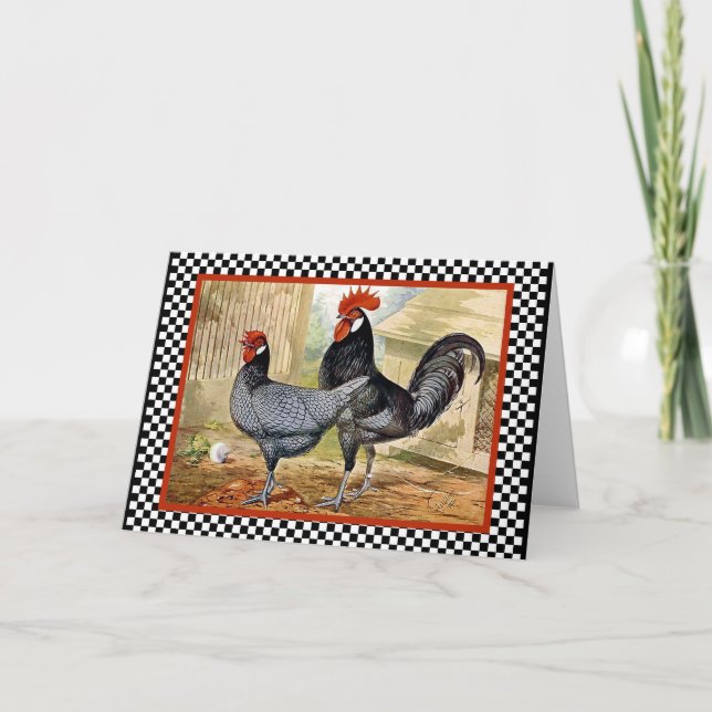 Vintage Chicken Tupp Kort (Framsida)