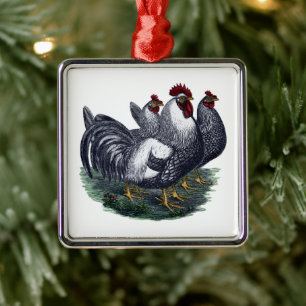 Vintage Chickens Metall Ornament