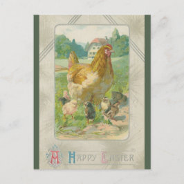 Vintage Chickens on a Farm Easter Vykort