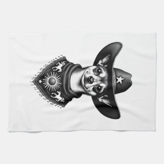 Vintage Chihuahua Cowboy Engraving Style Western D Kökshandduk
