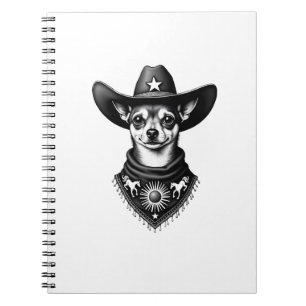 Vintage Chihuahua Cowboy Gravyr Stil Västerländsk Anteckningsbok