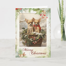 Vintage Chihuahua jul Helgkort