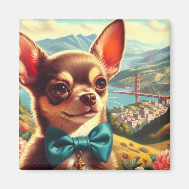 Vintage Chihuahua-målning Magnet (Framsidan)