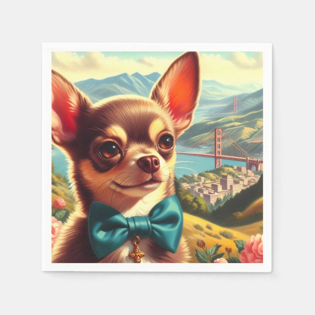 Vintage Chihuahua-målning Pappersservett (Framsidan)