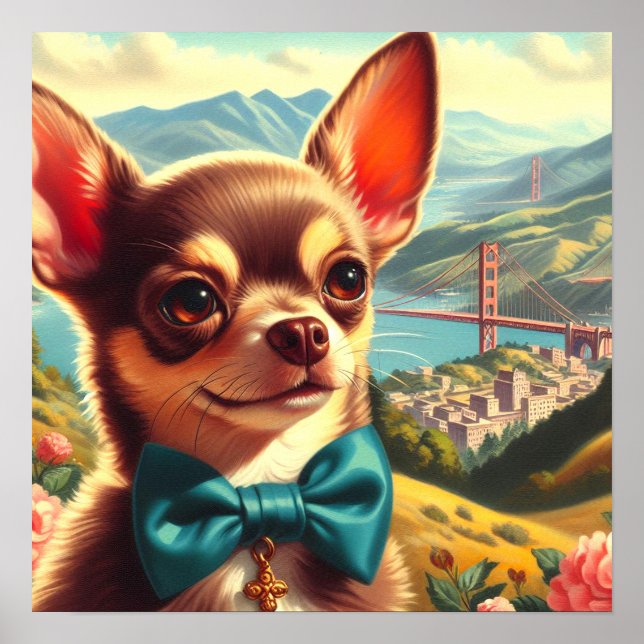 Vintage Chihuahua-målning Poster (Framsidan)