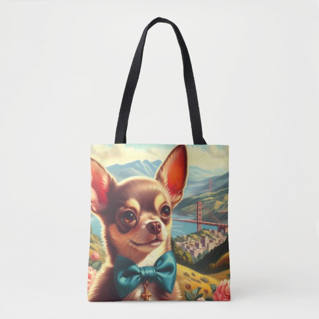 Vintage Chihuahua-målning Tygkasse (Framsida)