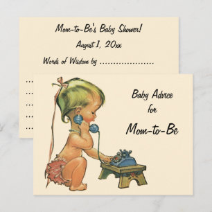 Vintage Child Cute Blond Girl Talar på Leksak Mobi Rådkort