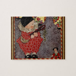 Vintage Child Harlequin, Musician Playing Banjo Pussel
