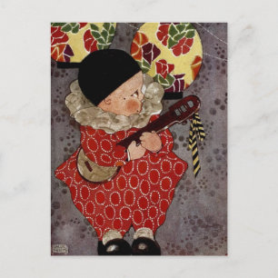 Vintage Child Harlequin, Musician spelar Banjo Vykort