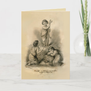 Vintage Child Jesus Kor med Religiösan Barn Helgkort