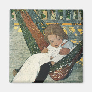 Vintage Child med Doll by Jessie Willcox Smith Magnet