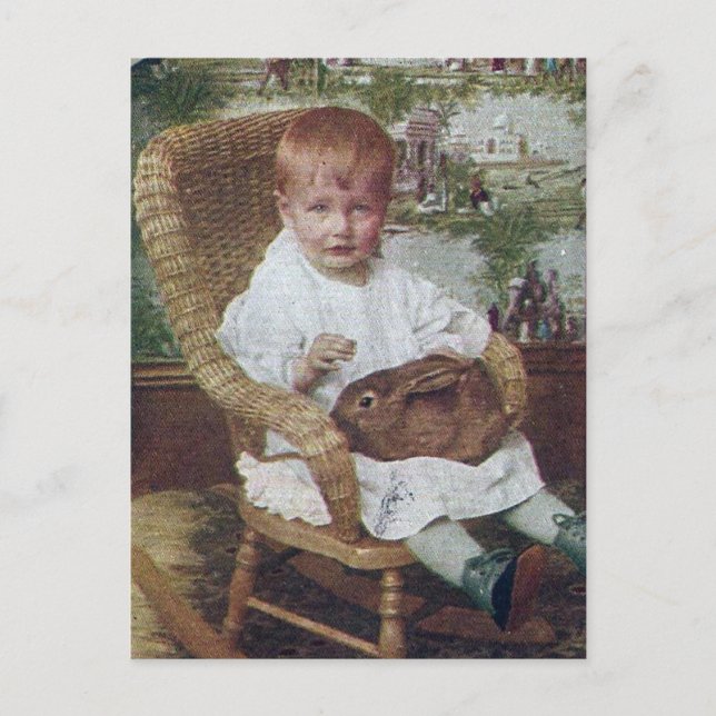 Vintage Child och Rabbit Vykort (Framsida)