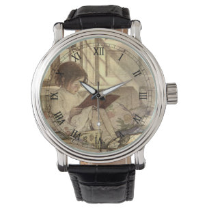 Vintage Child Reading a Bok, Jessie Willcox Smith Armbandsur