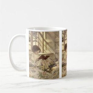Vintage Child Reading a Bok, Jessie Willcox Smith Kaffemugg