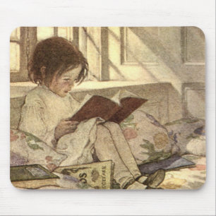 Vintage Child Reading a Bok, Jessie Willcox Smith Musmatta