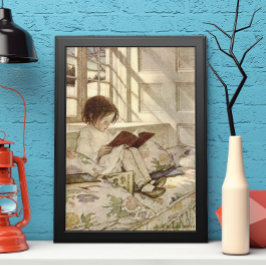 Vintage Child Reading a Bok, Jessie Willcox Smith Poster