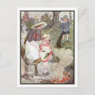 Vintage Children Burning Löv av Anne Andersson Vykort