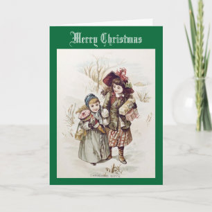 Vintage Children God jul Greeting Card Helgkort
