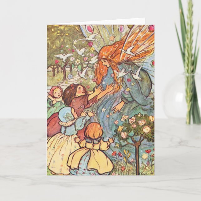 Vintage - Children Greet Fairy Kort (Framsida)
