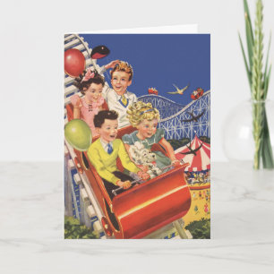 Vintage Children Roller Underlägg Födelsedagsfest Inbjudan