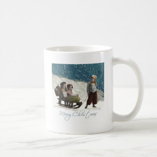 Vintage Children Sledar Julvinter Kaffemugg
