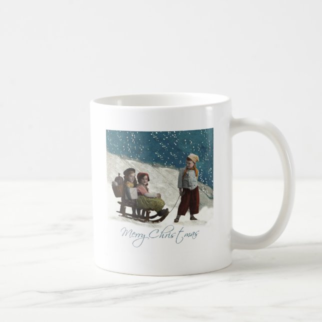 Vintage Children Sledar Julvinter Kaffemugg (Höger)