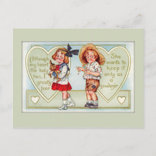 Vintage Children Valentine vycard Helg Vykort