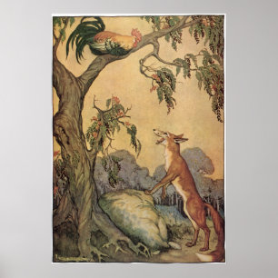 Vintage Children's Story Bok, Aesops kablar Poster