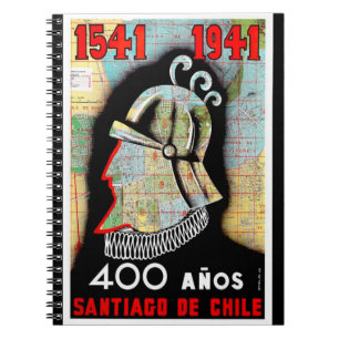 Vintage Chile Santiago Travel Anteckningsbok Med Spiral