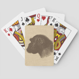 Vintage Chimpanzee Illustration on Burlap Casinokort