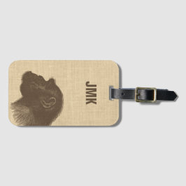 Vintage Chimpanzee Illustration Personalized Bagagebricka