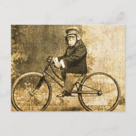 Vintage Chimpanzon på en cykel Vykort