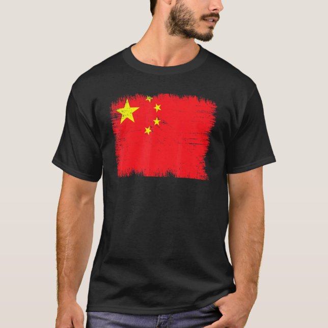 Vintage China Flag Chinese Independence Day T Shirt (Framsida)