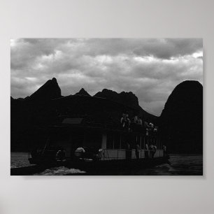 Vintage China Guilin flodbåt Poster