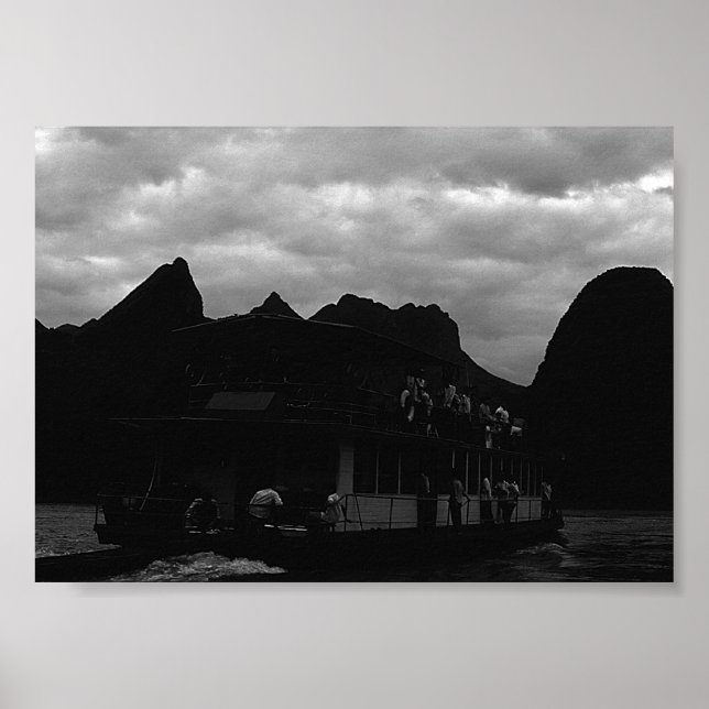 Vintage China Guilin flodbåt Poster (Framsidan)