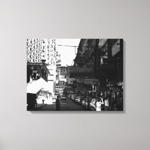 Vintage China Hong Kong street City-bilar Canvastryck