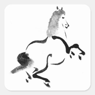 Vintage China Horse Fyrkantigt Klistermärke